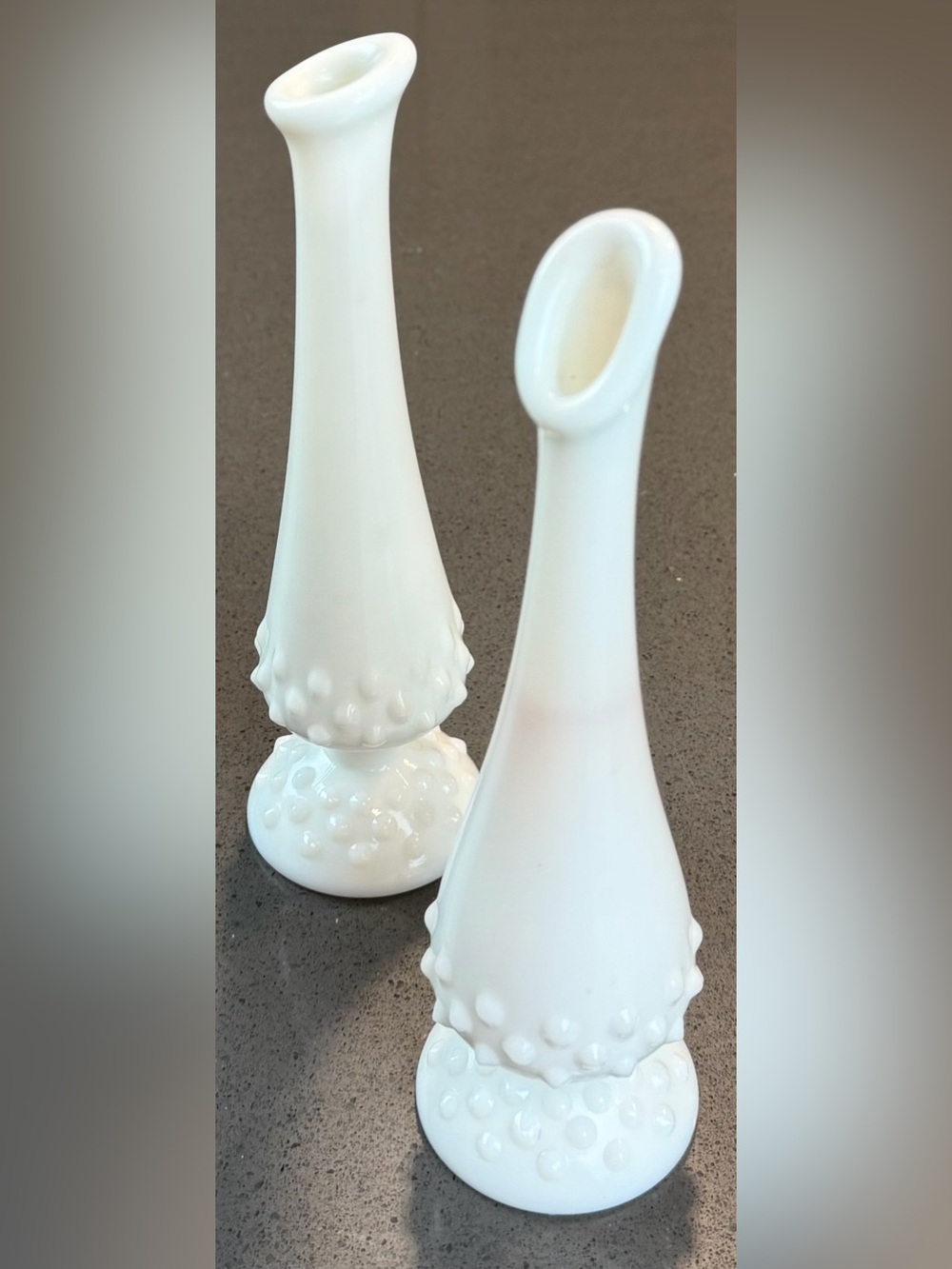 (2-Piece) Vintage White Milk Glass Hobnail Bud Vases, OS - Picture 2 of 14